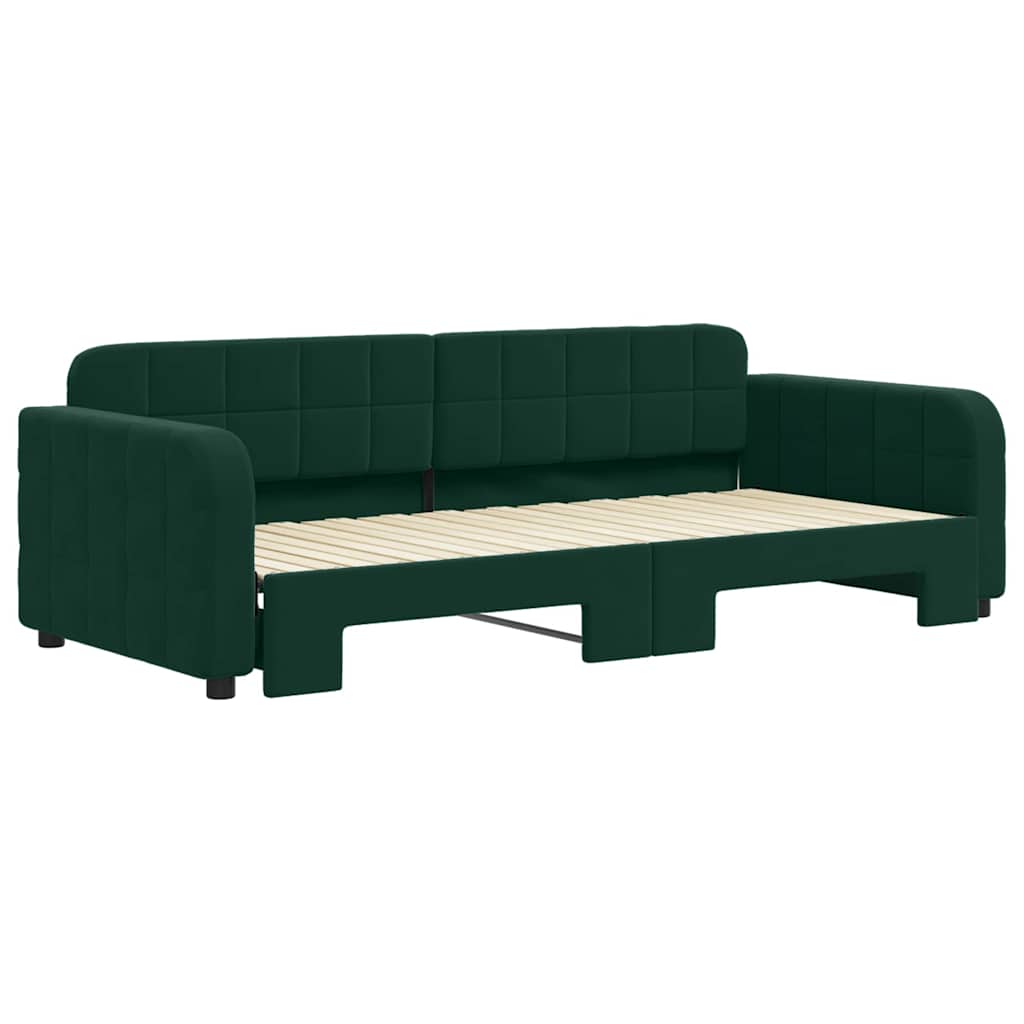 vidaXL Sofa rozsuwana, ciemnozielona, 90x200 cm, aksamit