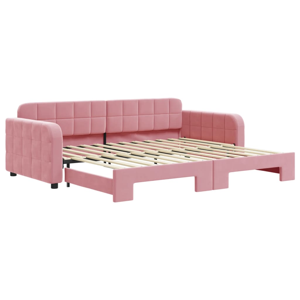 vidaXL Sofa rozsuwana, różowa, 90x200 cm, aksamit