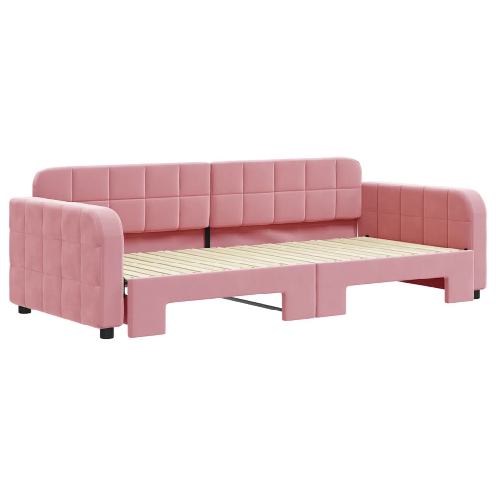 vidaXL Sofa rozsuwana, różowa, 90x200 cm, aksamit
