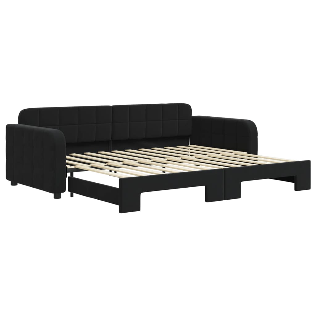 vidaXL Sofa rozsuwana, czarna, 90x200 cm, aksamit