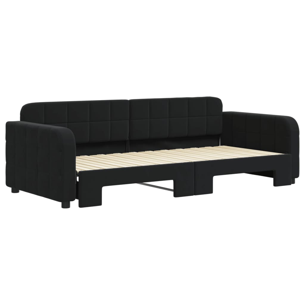 vidaXL Sofa rozsuwana, czarna, 90x200 cm, aksamit