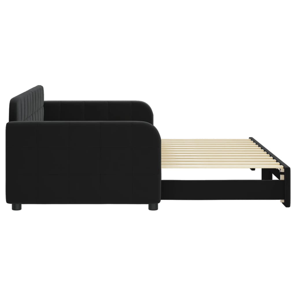vidaXL Sofa rozsuwana, czarna, 90x200 cm, aksamit
