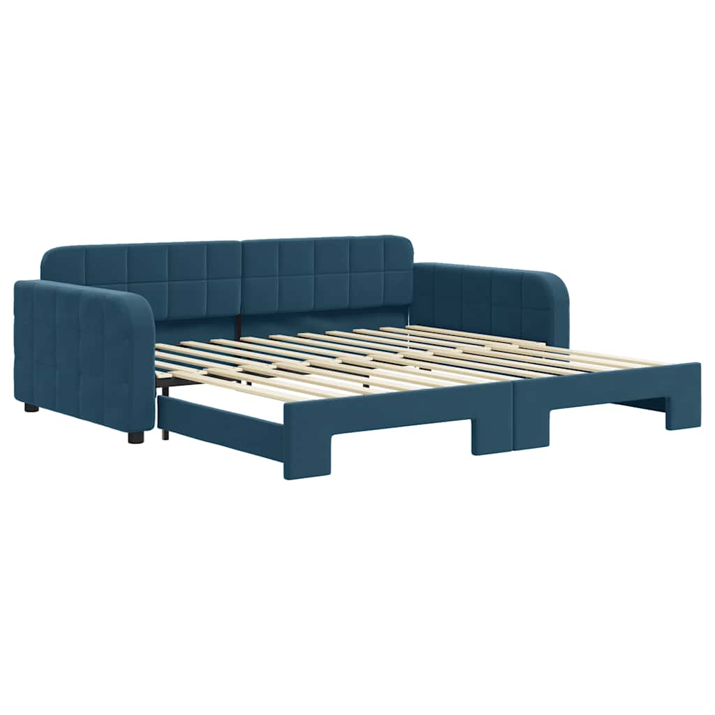 vidaXL Sofa rozsuwana, niebieska, 100x200 cm, aksamit
