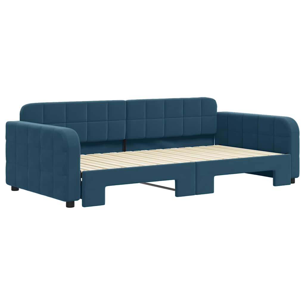 vidaXL Sofa rozsuwana, niebieska, 100x200 cm, aksamit