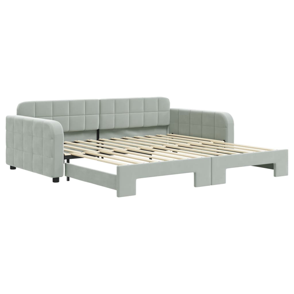 vidaXL Sofa rozsuwana, jasnoszara, 100x200 cm, aksamit