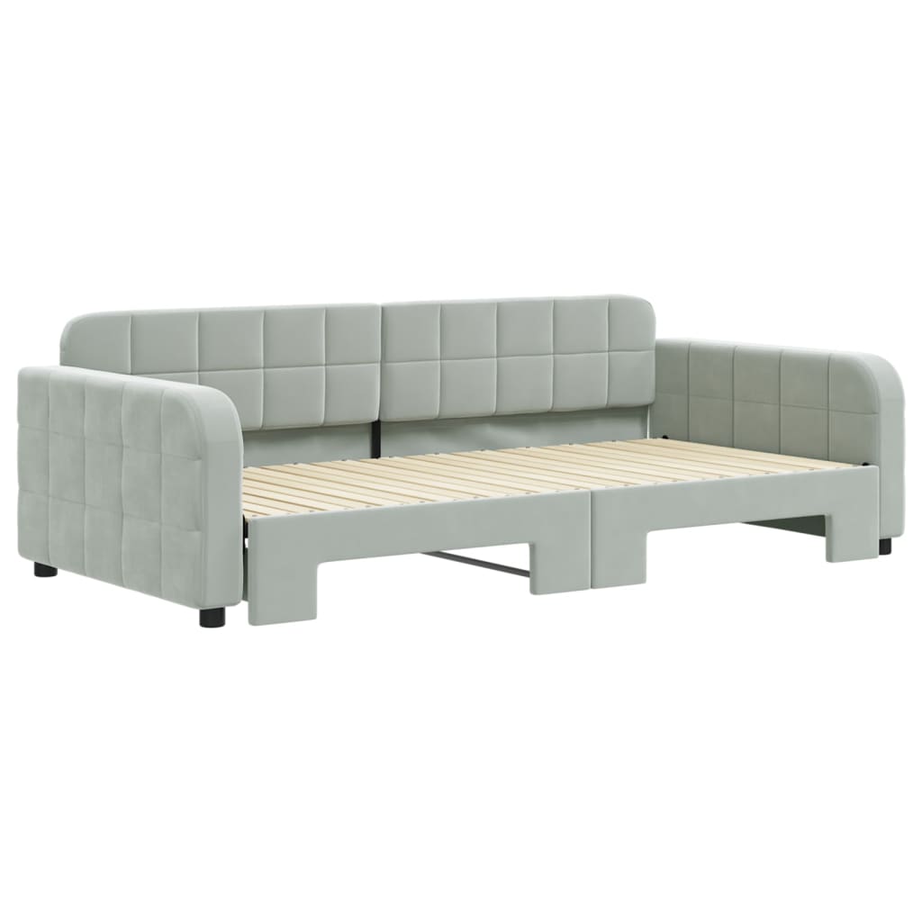 vidaXL Sofa rozsuwana, jasnoszara, 100x200 cm, aksamit