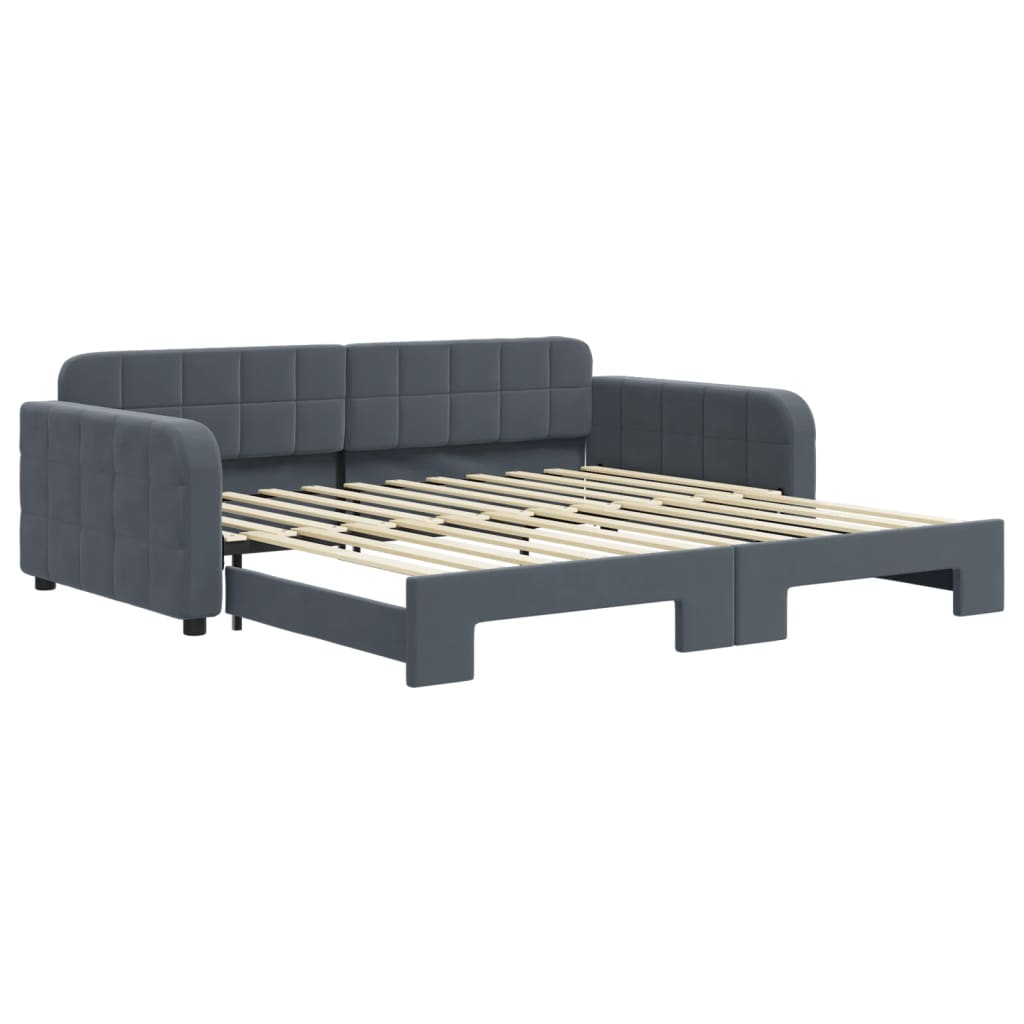 vidaXL Sofa rozsuwana, ciemnoszara, 100x200 cm, aksamit