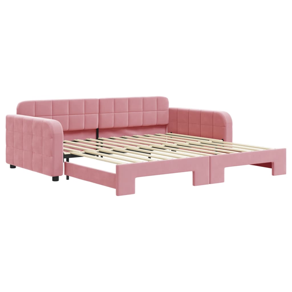 vidaXL Sofa rozsuwana, różowa, 100x200 cm, aksamit