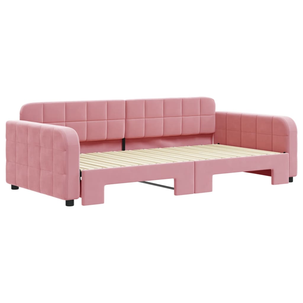 vidaXL Sofa rozsuwana, różowa, 100x200 cm, aksamit