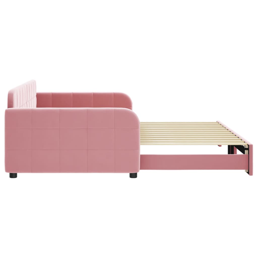 vidaXL Sofa rozsuwana, różowa, 100x200 cm, aksamit