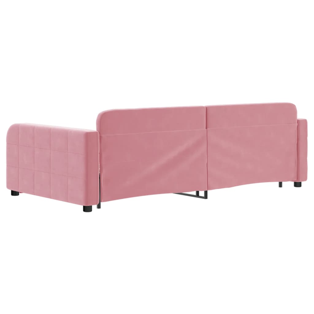 vidaXL Sofa rozsuwana, różowa, 100x200 cm, aksamit