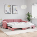 vidaXL Sofa rozsuwana, różowa, 100x200 cm, aksamit