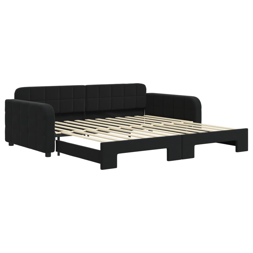 vidaXL Sofa rozsuwana, czarna, 100x200 cm, aksamit