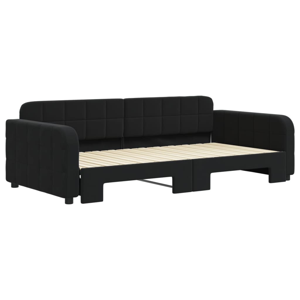 vidaXL Sofa rozsuwana, czarna, 100x200 cm, aksamit