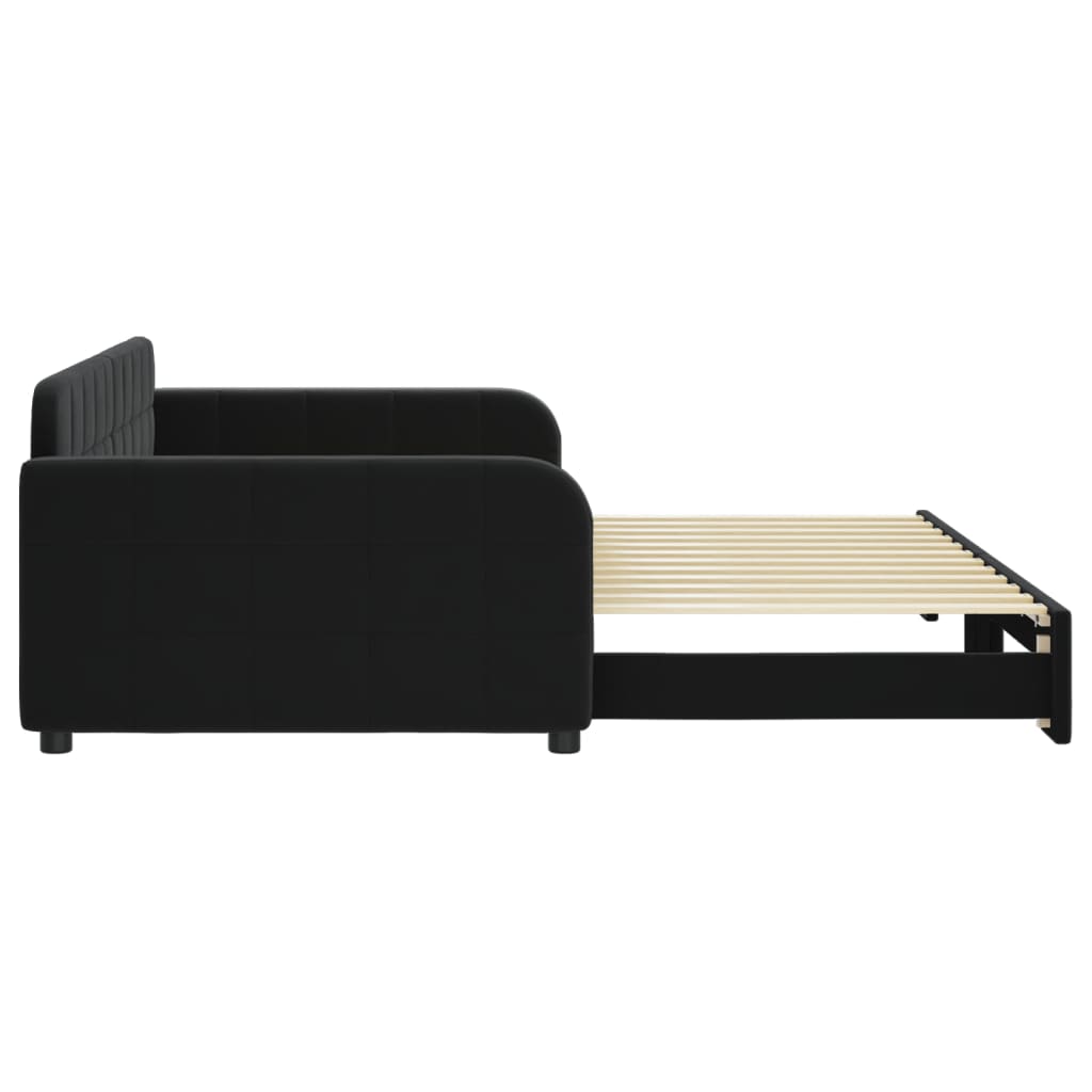 vidaXL Sofa rozsuwana, czarna, 100x200 cm, aksamit