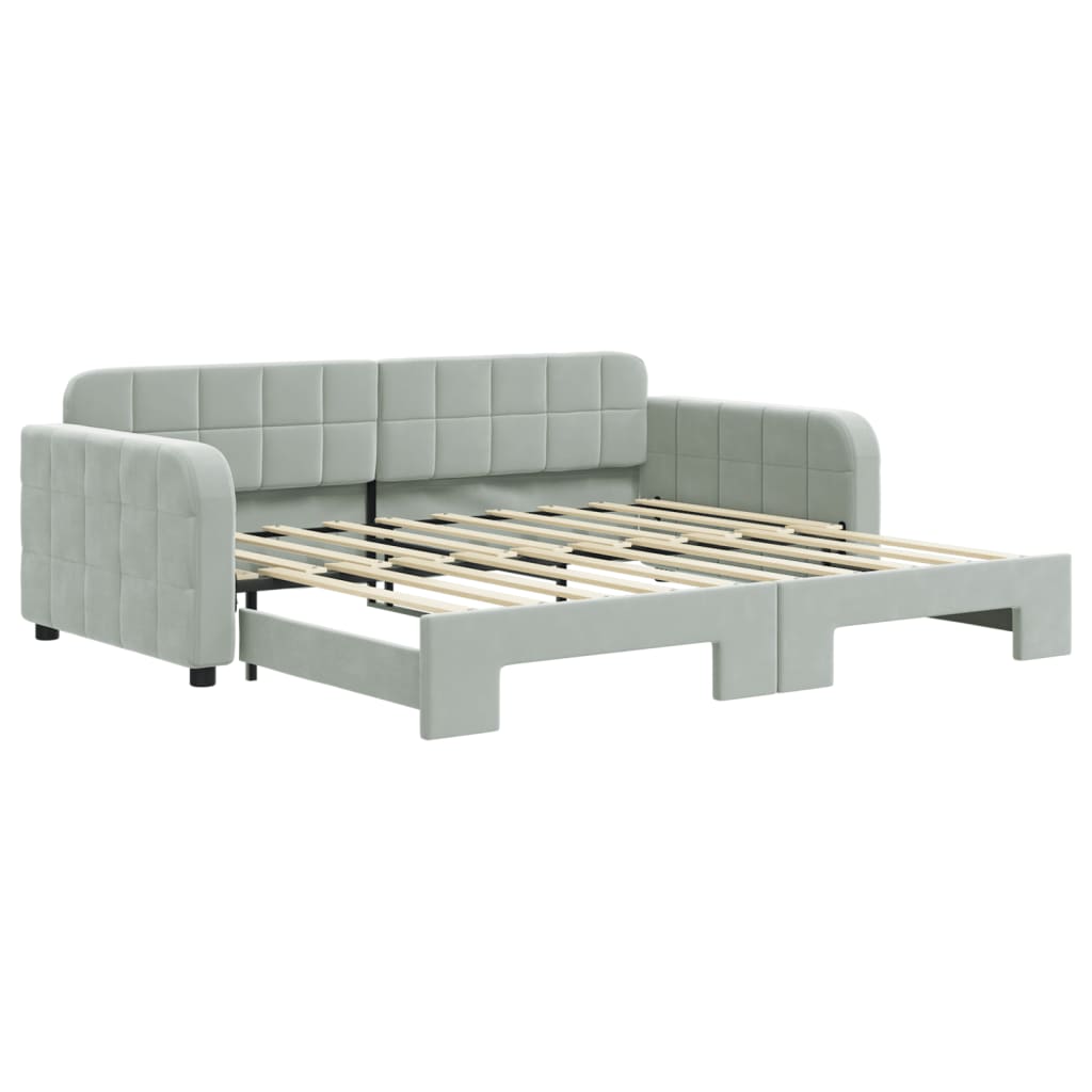 vidaXL Sofa rozsuwana, jasnoszara, 90x190 cm, aksamit