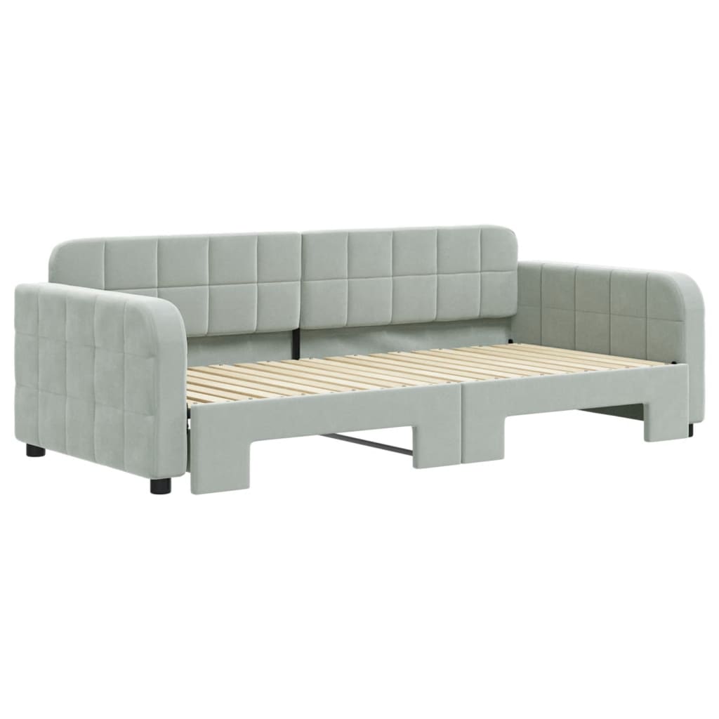 vidaXL Sofa rozsuwana, jasnoszara, 90x190 cm, aksamit