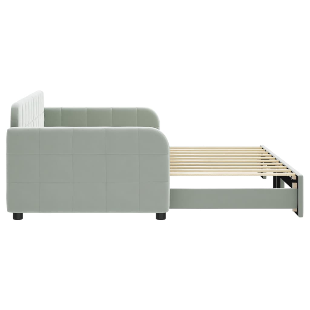 vidaXL Sofa rozsuwana, jasnoszara, 90x190 cm, aksamit