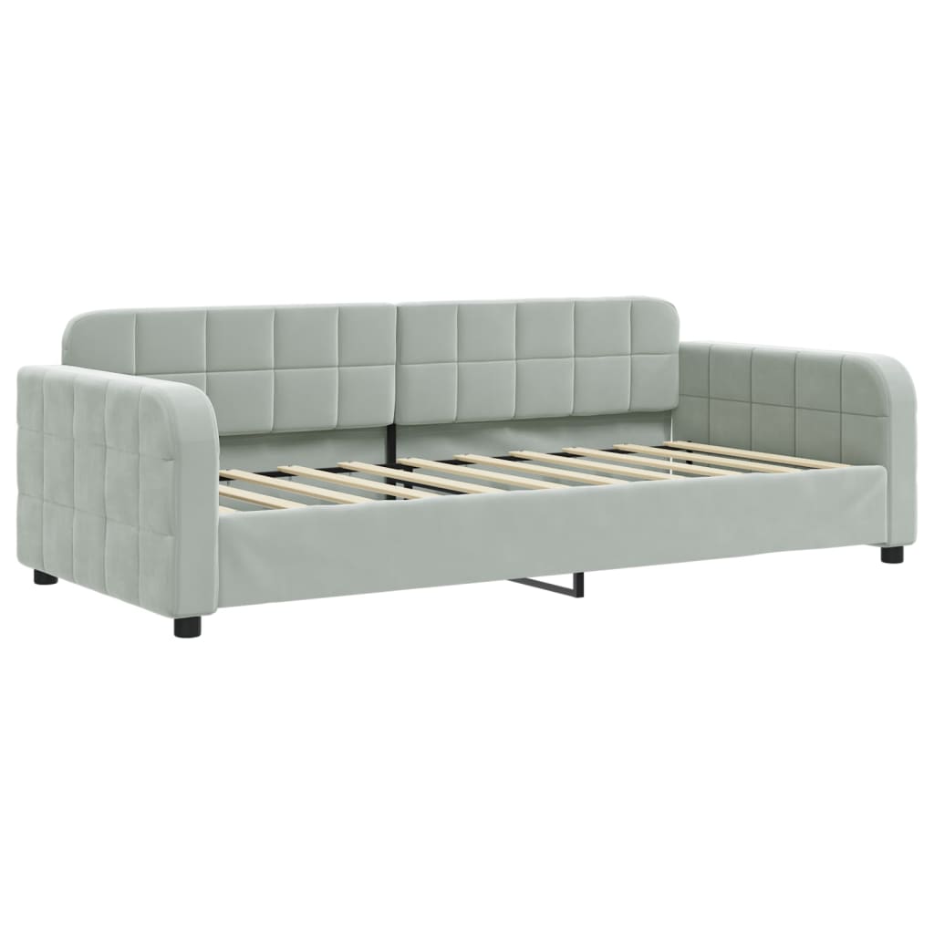 vidaXL Sofa rozsuwana, jasnoszara, 90x190 cm, aksamit