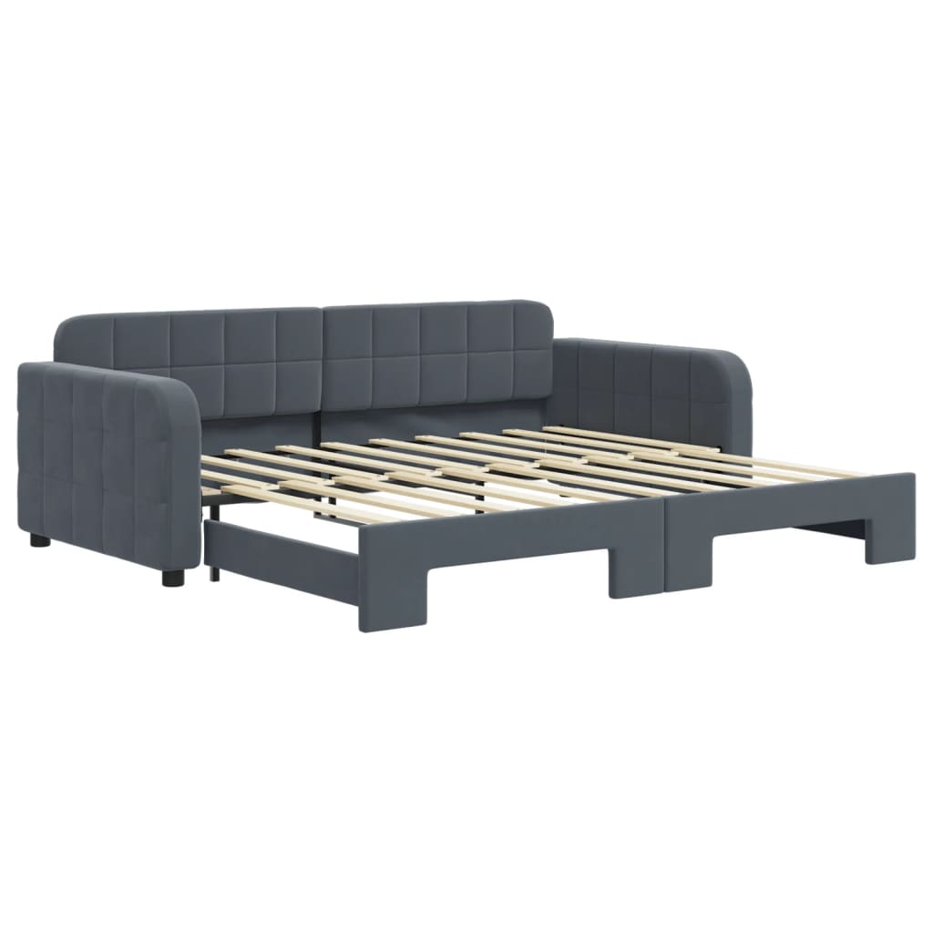vidaXL Sofa rozsuwana, ciemnoszara, 90x190 cm, aksamit