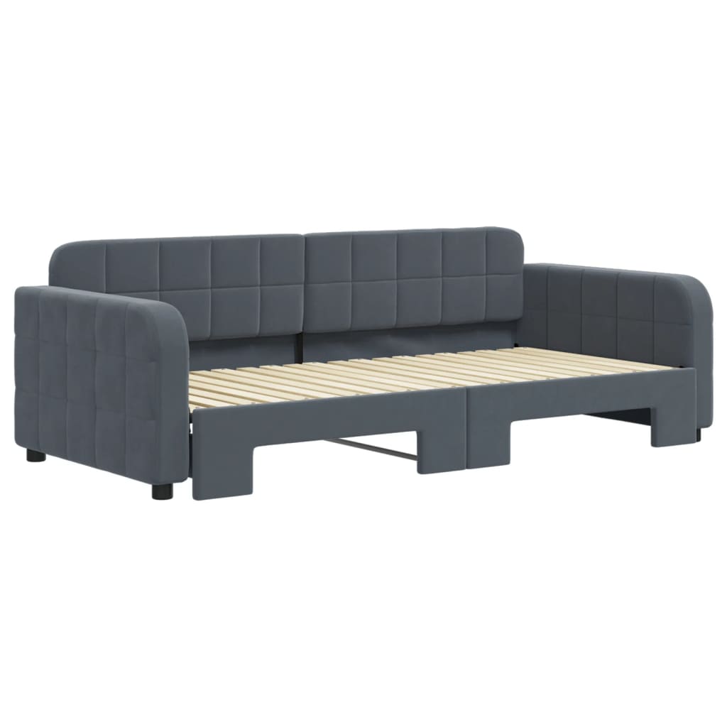 vidaXL Sofa rozsuwana, ciemnoszara, 90x190 cm, aksamit