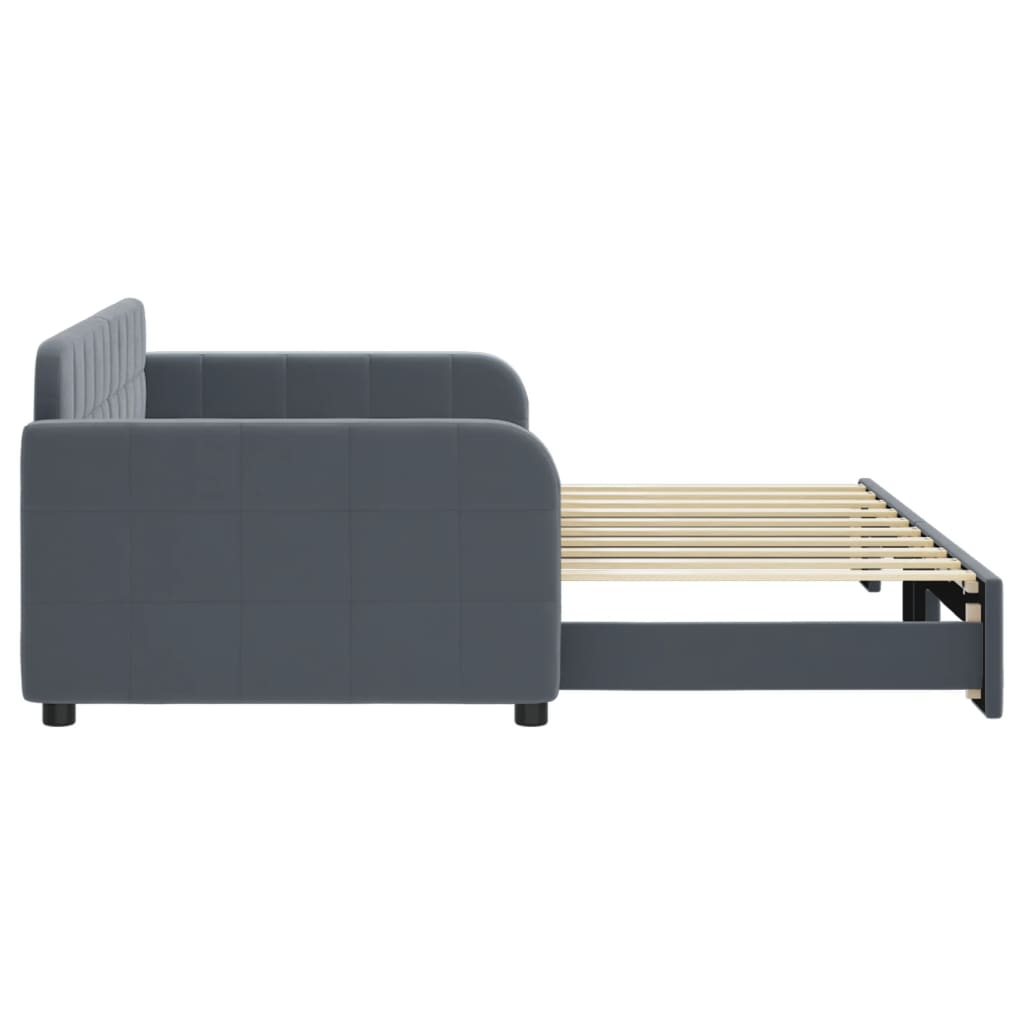 vidaXL Sofa rozsuwana, ciemnoszara, 90x190 cm, aksamit