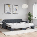 vidaXL Sofa rozsuwana, ciemnoszara, 90x190 cm, aksamit
