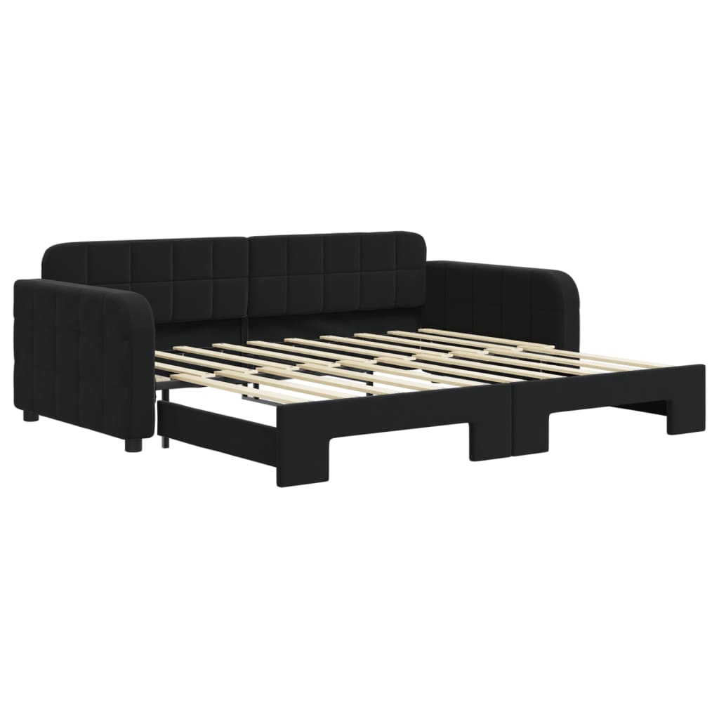 vidaXL Sofa rozsuwana, czarna, 90x190 cm, aksamit