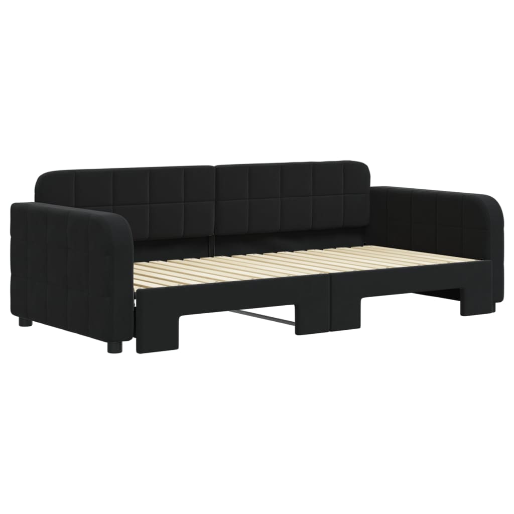 vidaXL Sofa rozsuwana, czarna, 90x190 cm, aksamit