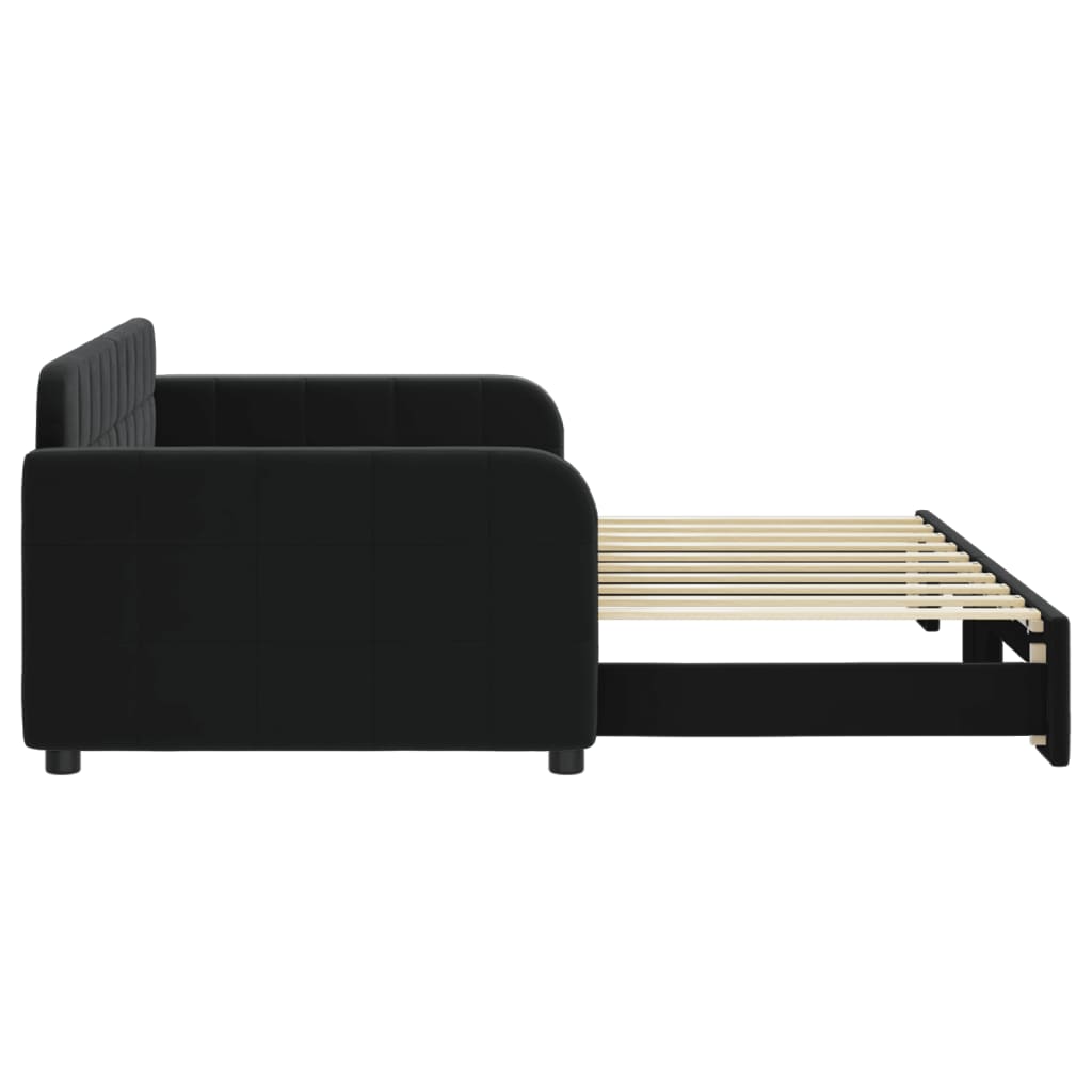 vidaXL Sofa rozsuwana, czarna, 90x190 cm, aksamit