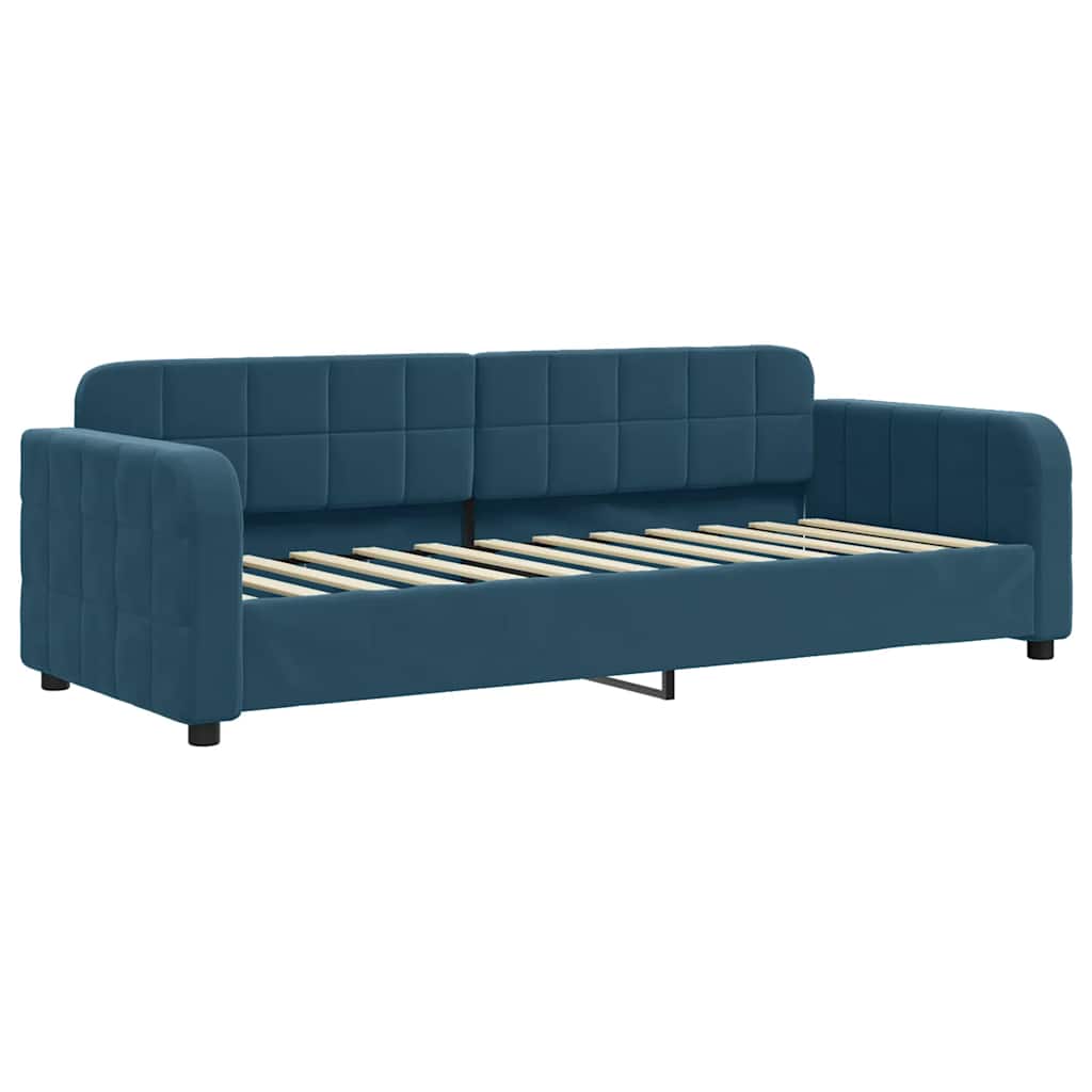 vidaXL Sofa rozsuwana z materacami, niebieska, 80x200 cm, aksamit
