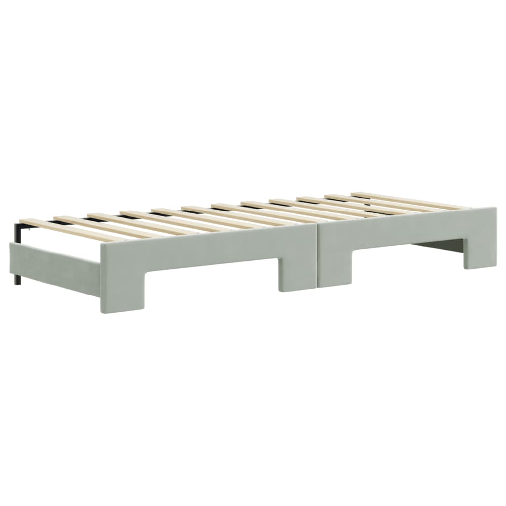 vidaXL Sofa rozsuwana z materacami, jasnoszara, 80x200 cm, aksamit