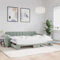 vidaXL Sofa rozsuwana z materacami, jasnoszara, 80x200 cm, aksamit