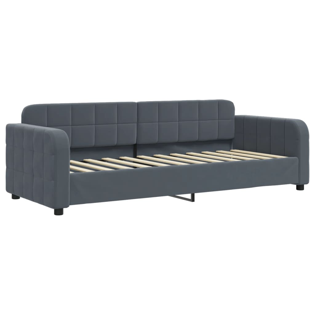 vidaXL Sofa rozsuwana z materacami, ciemnoszara, 80x200 cm, aksamit