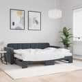 vidaXL Sofa rozsuwana z materacami, ciemnoszara, 80x200 cm, aksamit