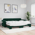 vidaXL Sofa rozsuwana z materacami, ciemnozielona, 80x200 cm, aksamit