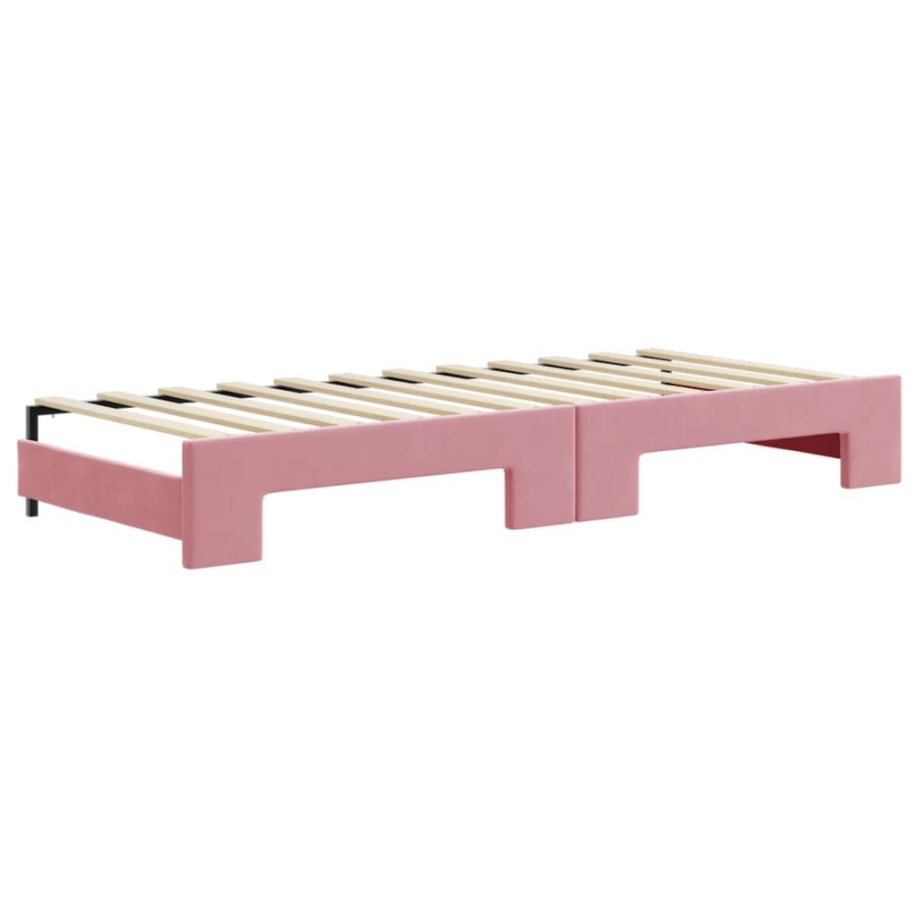 vidaXL Sofa rozsuwana z materacami, różowa, 80x200 cm, aksamit