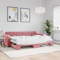vidaXL Sofa rozsuwana z materacami, różowa, 80x200 cm, aksamit