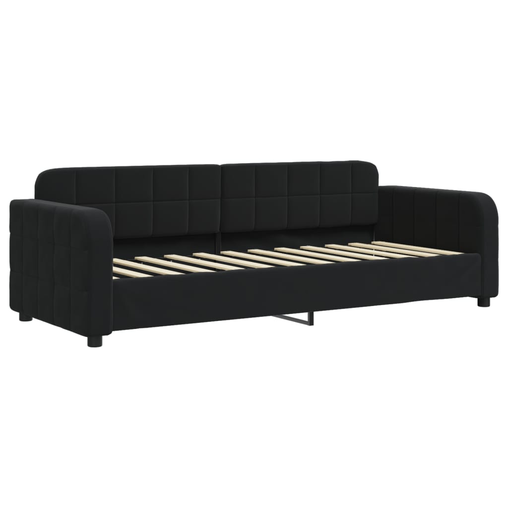 vidaXL Sofa rozsuwana z materacami, czarna, 80x200 cm, aksamit