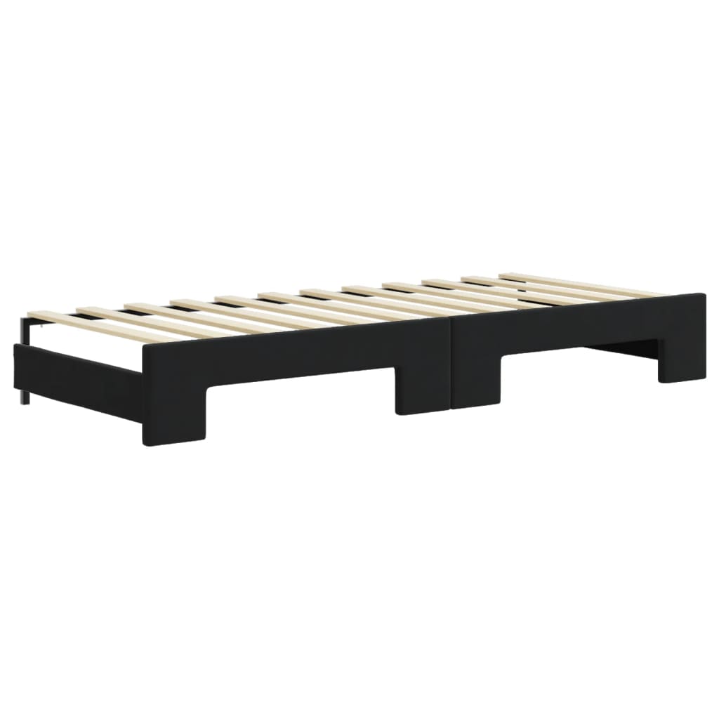 vidaXL Sofa rozsuwana z materacami, czarna, 80x200 cm, aksamit