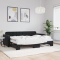 vidaXL Sofa rozsuwana z materacami, czarna, 80x200 cm, aksamit