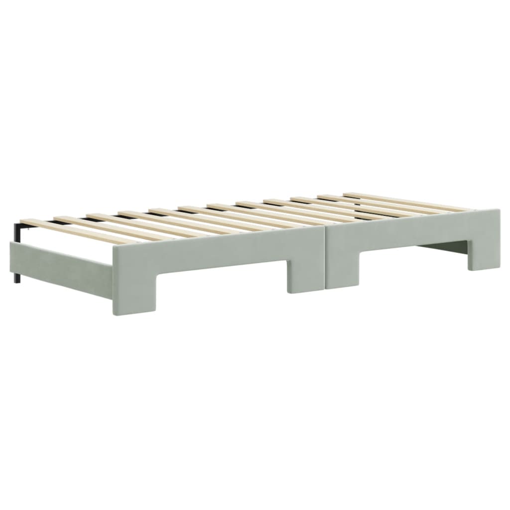 vidaXL Sofa rozsuwana z materacami, jasnoszara, 90x200 cm, aksamit