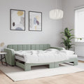 vidaXL Sofa rozsuwana z materacami, jasnoszara, 90x200 cm, aksamit
