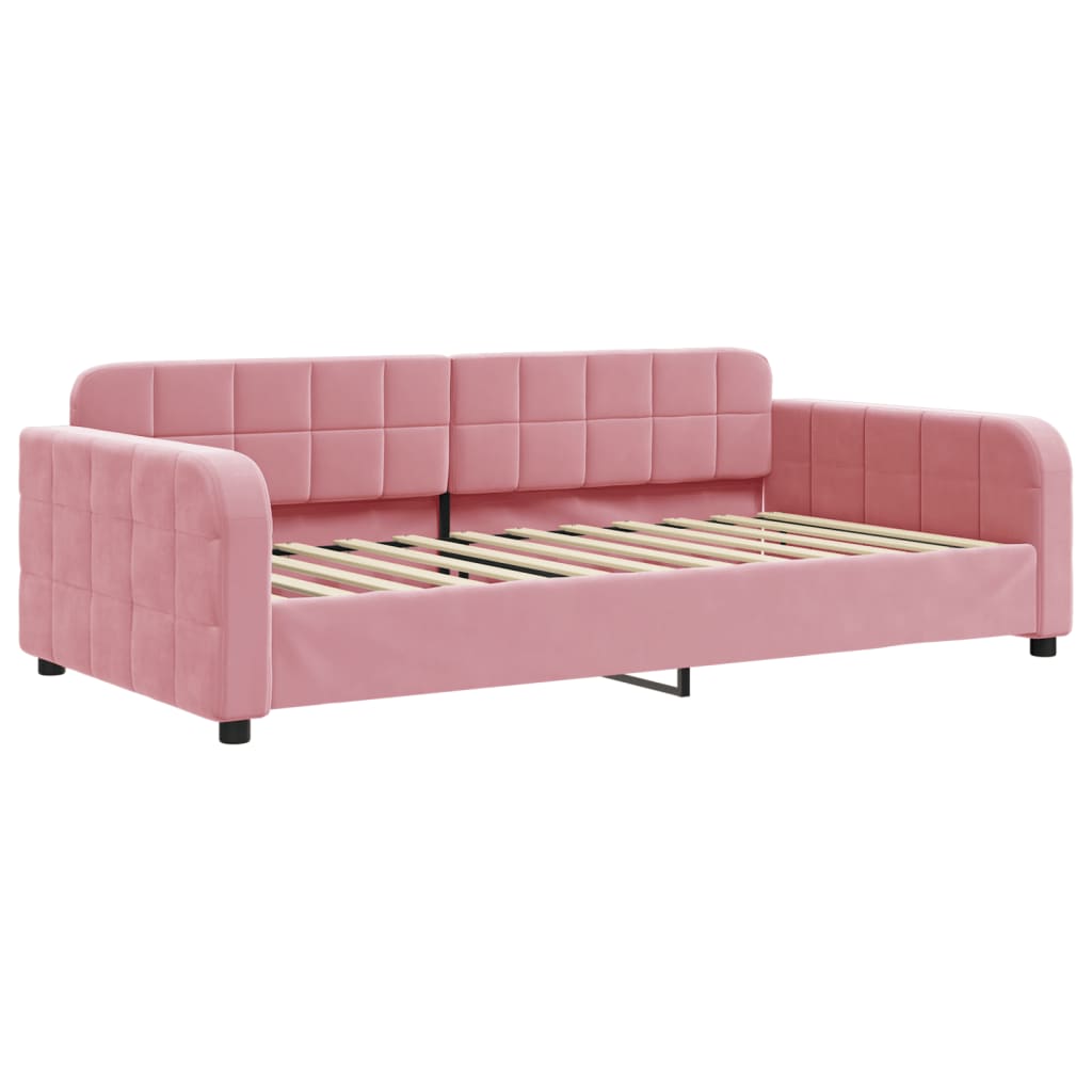 vidaXL Sofa rozsuwana z materacami, różowa, 90x200 cm, aksamit