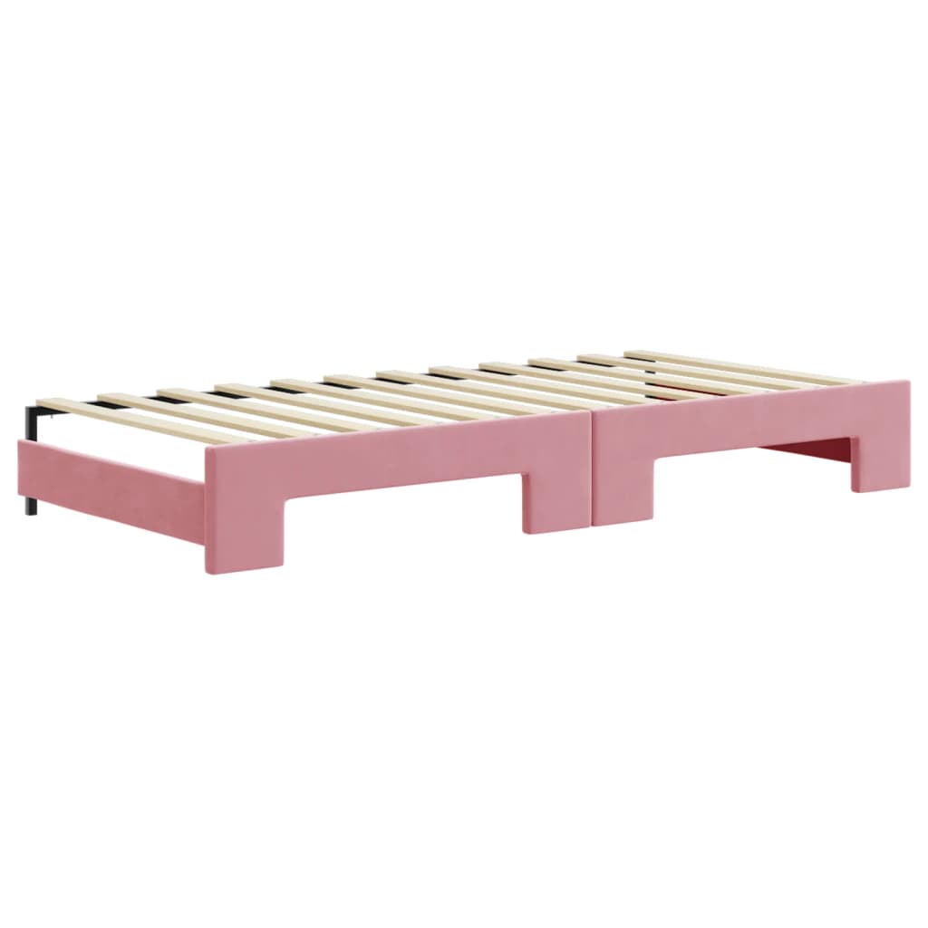 vidaXL Sofa rozsuwana z materacami, różowa, 90x200 cm, aksamit