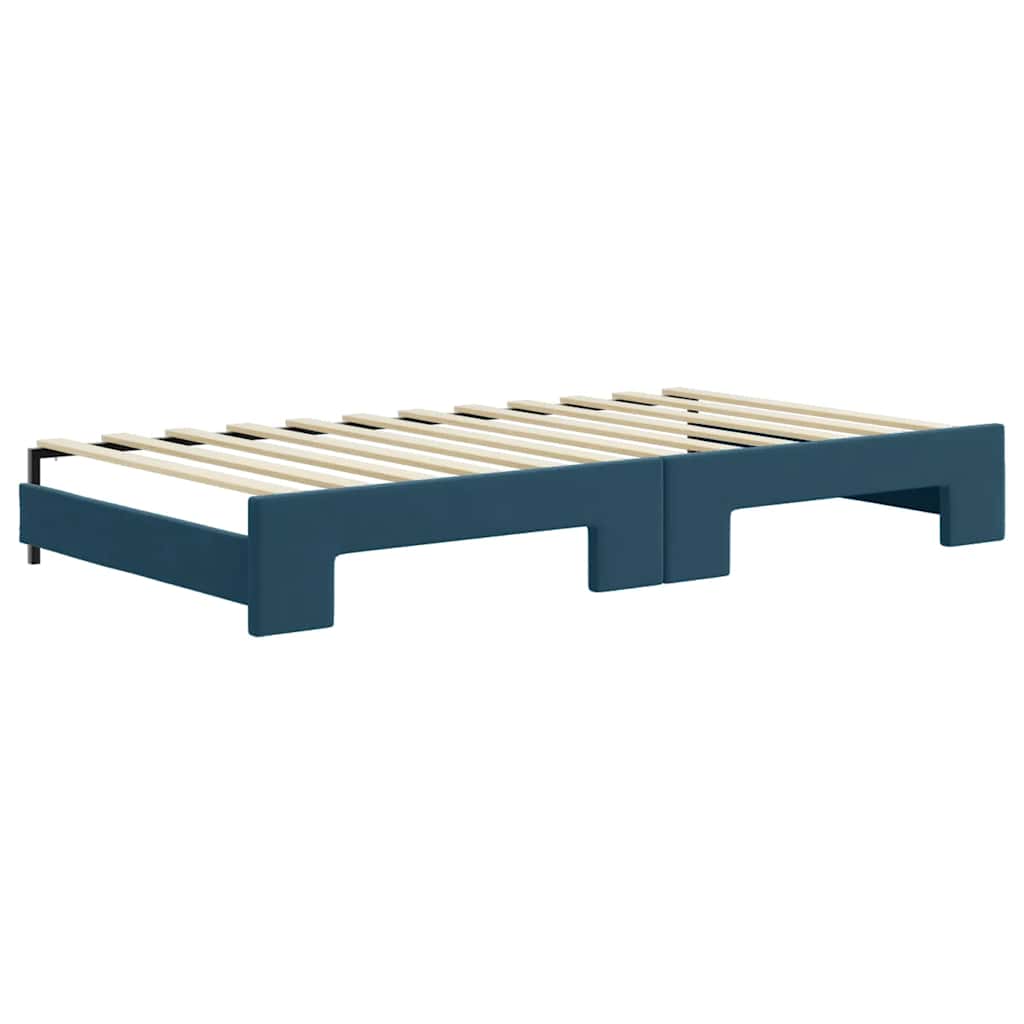 vidaXL Sofa rozsuwana z materacami, niebieska, 100x200 cm, aksamit