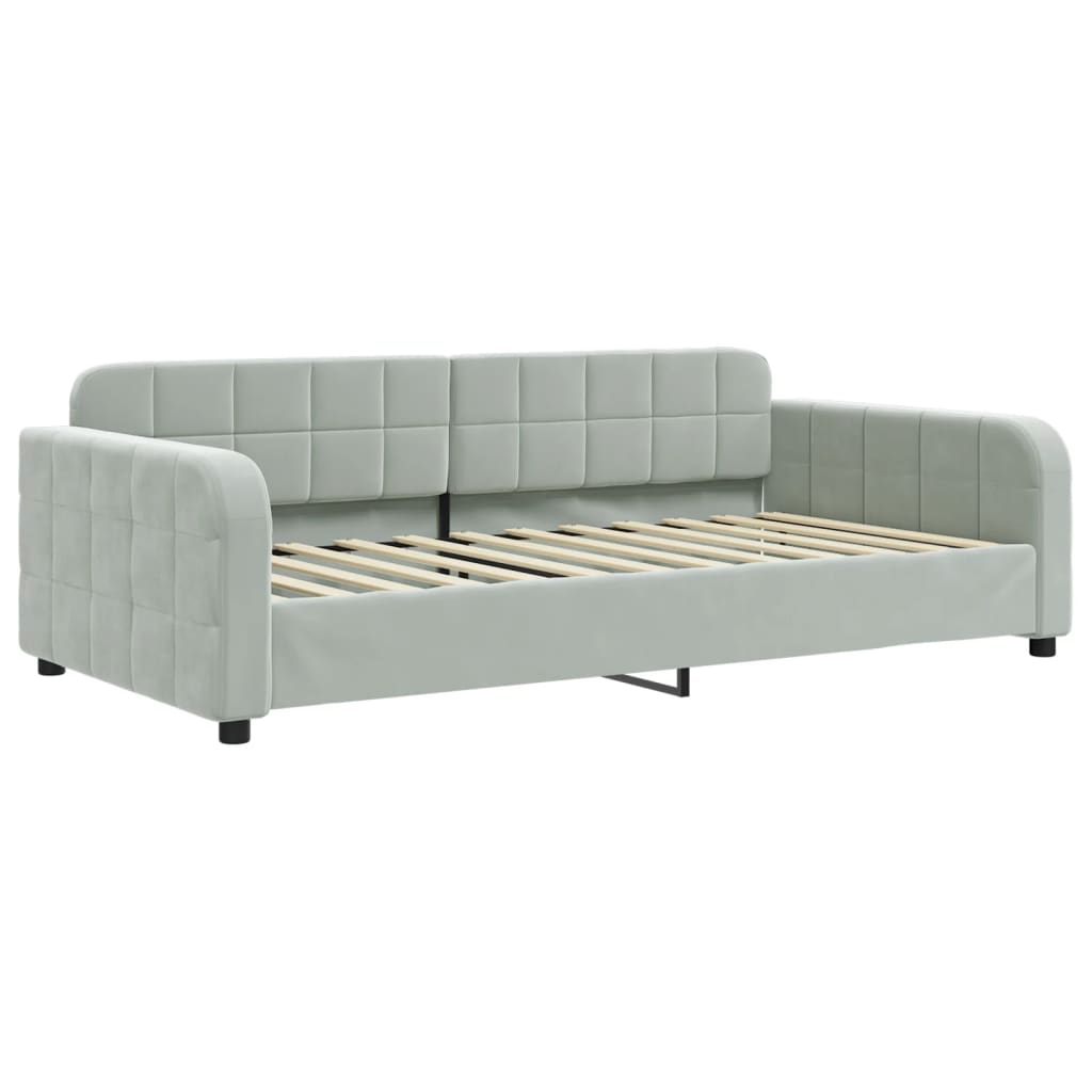 vidaXL Sofa rozsuwana z materacami, jasnoszara, 100x200 cm, aksamit