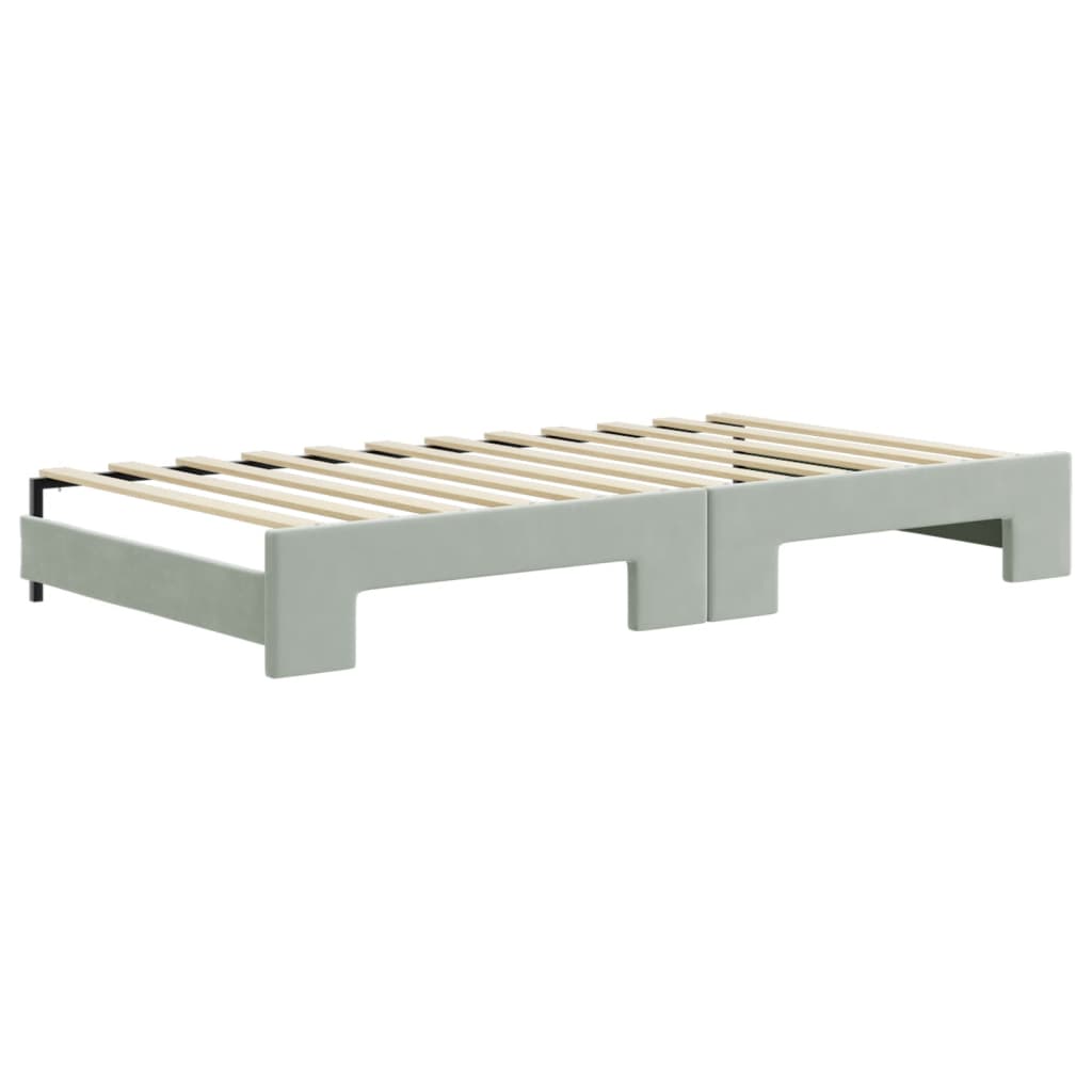 vidaXL Sofa rozsuwana z materacami, jasnoszara, 100x200 cm, aksamit