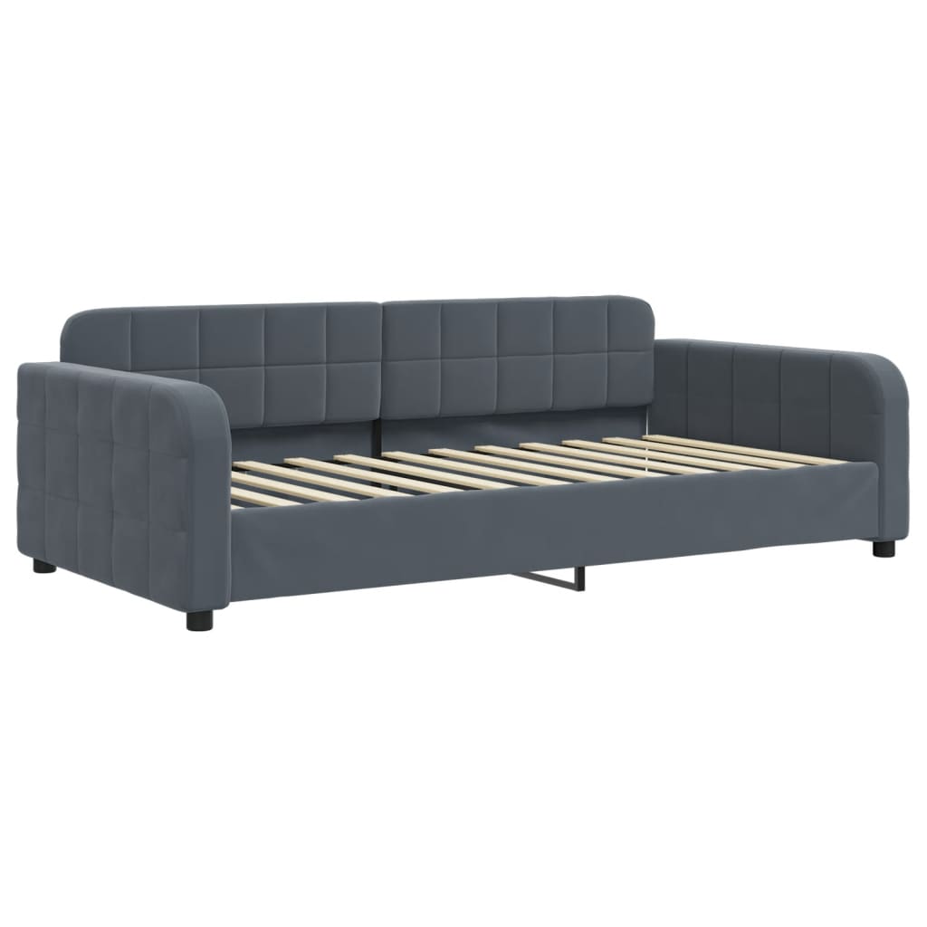 vidaXL Sofa rozsuwana z materacami, ciemnoszara, 100x200 cm, aksamit