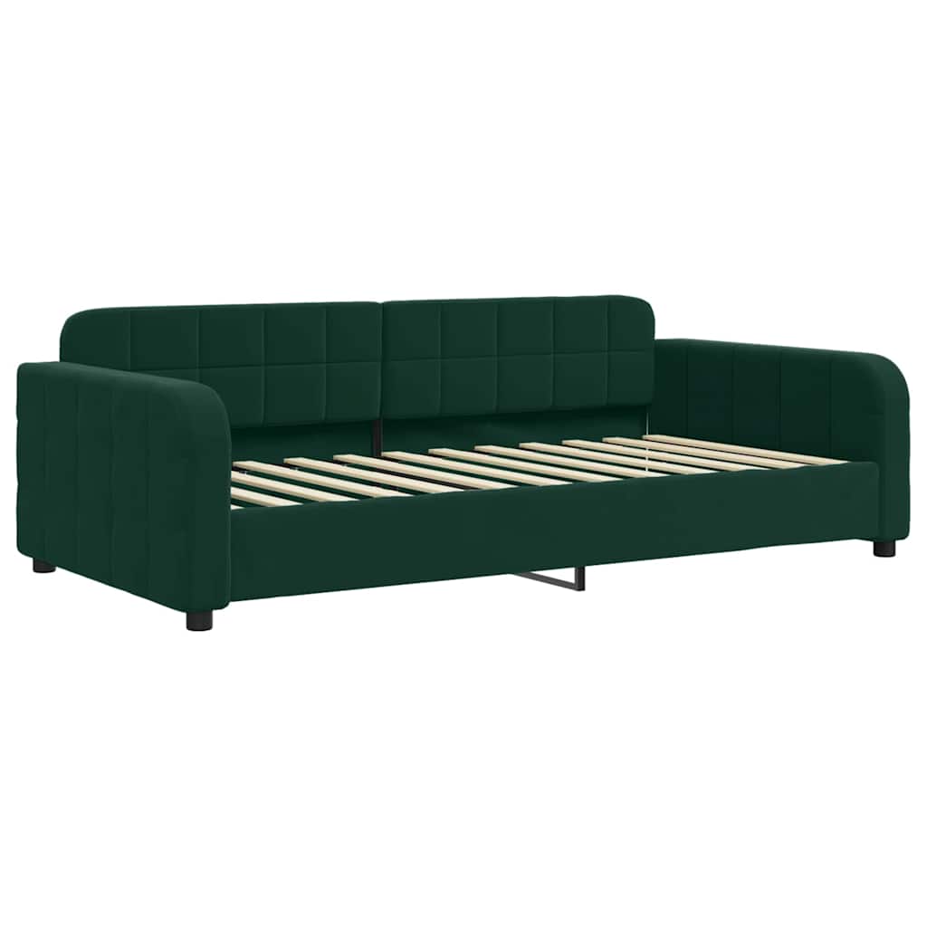 vidaXL Sofa rozsuwana z materacami, ciemnozielona, 100x200 cm, aksamit